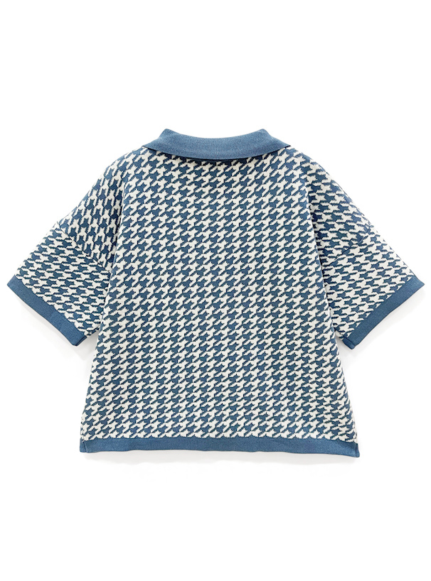 千鳥柄ショート丈ポロニットトップス[ac2070] | レディース