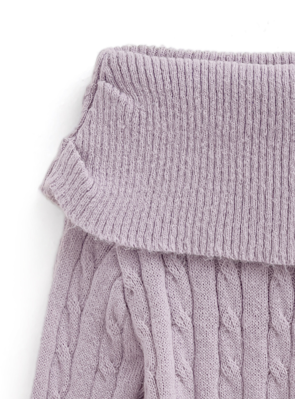 ケーブル編みオフショルダーニットミニワンピース[at2396