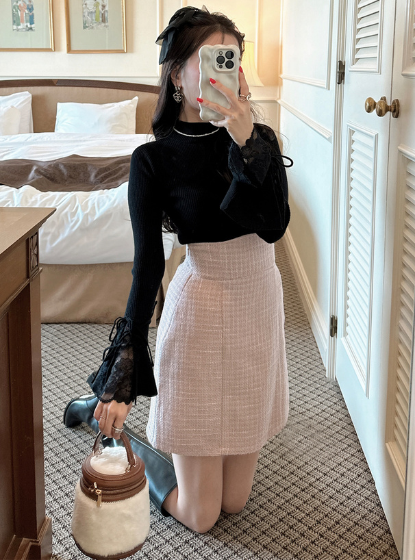 ハイウエストツイードタイトミニスカート[gc224] | レディース