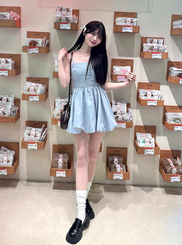 バックリボンバルーンキャミソールミニワンピース[dk1378