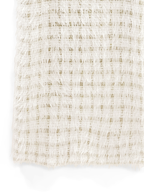 シャギーニットチェック柄トップスXタイトスカートセットアップ[dr491