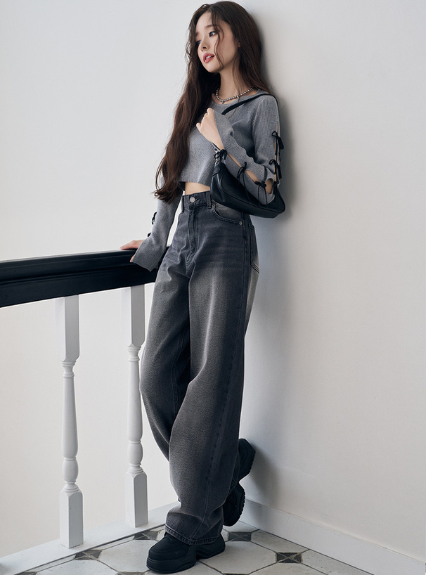 フリージア スリットスリーブリボンニットトップス[dr713