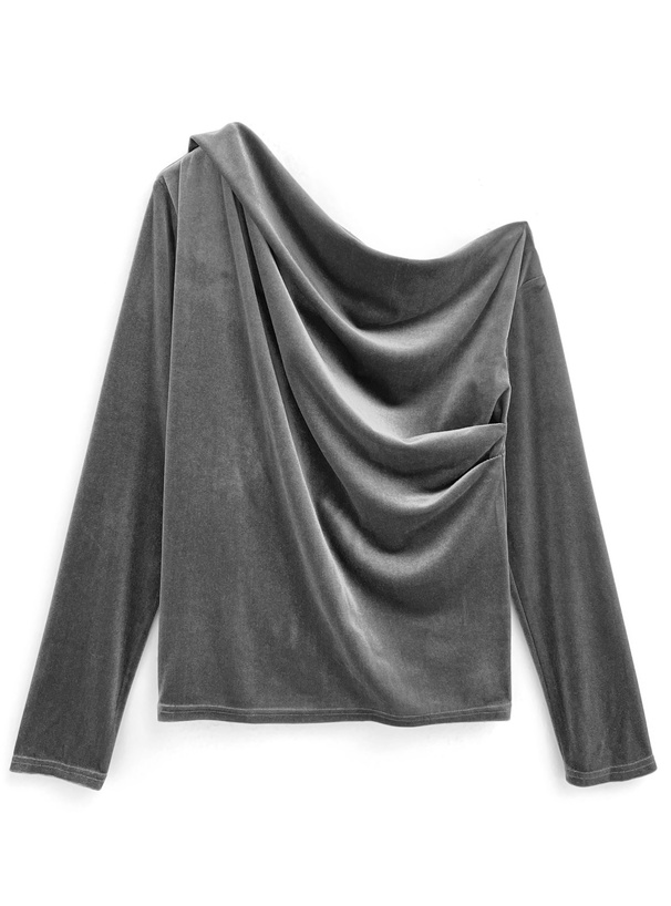 ベロアワンショルダードレープトップス[fo2110] | レディース