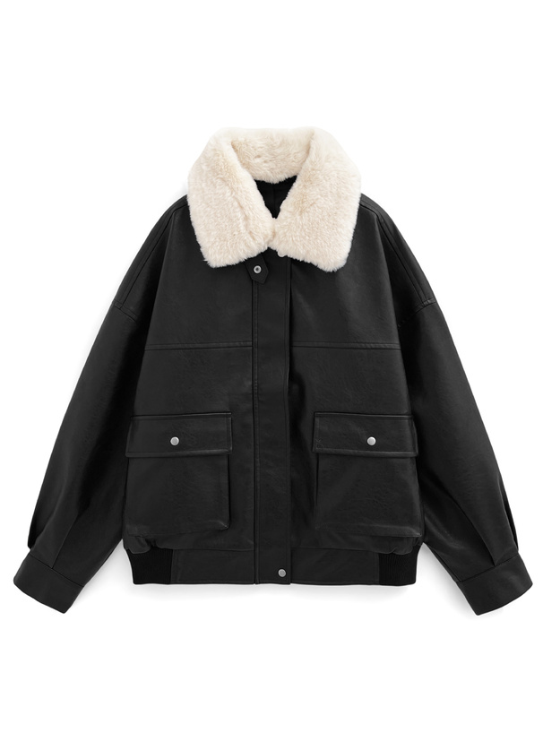 ファー付き襟2Wayレザージャケット[kd89] | レディースファッション
