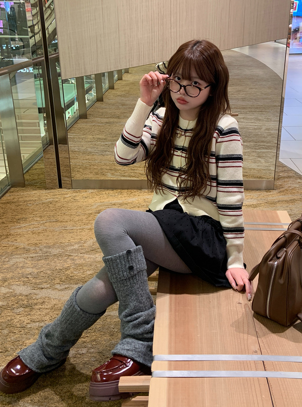 ボーダー柄ニットカーディガン[ks208] | レディースファッション通販の