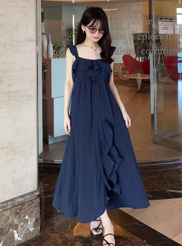 フリルショルダーフレアワンピース[nr383] | レディースファッション