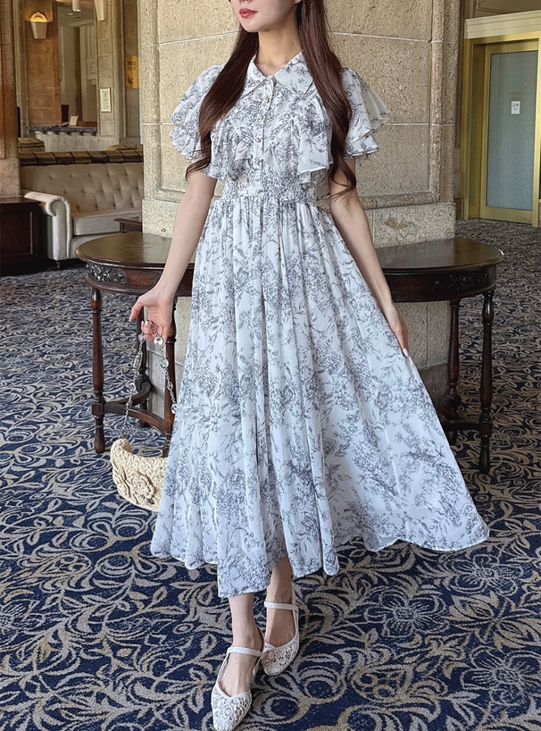 花柄フリルフレアワンピース[pm582] | レディースファッション通販の