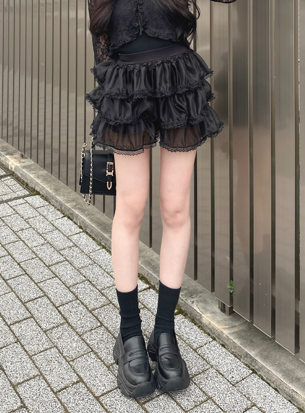 インパン裏地付きレースフリルティアードスカート[pm589] | レディース