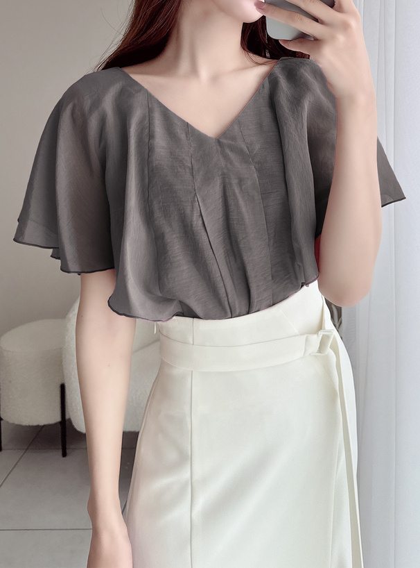 シアーショルダーフリルブラウス[pp155] | レディースファッション通販