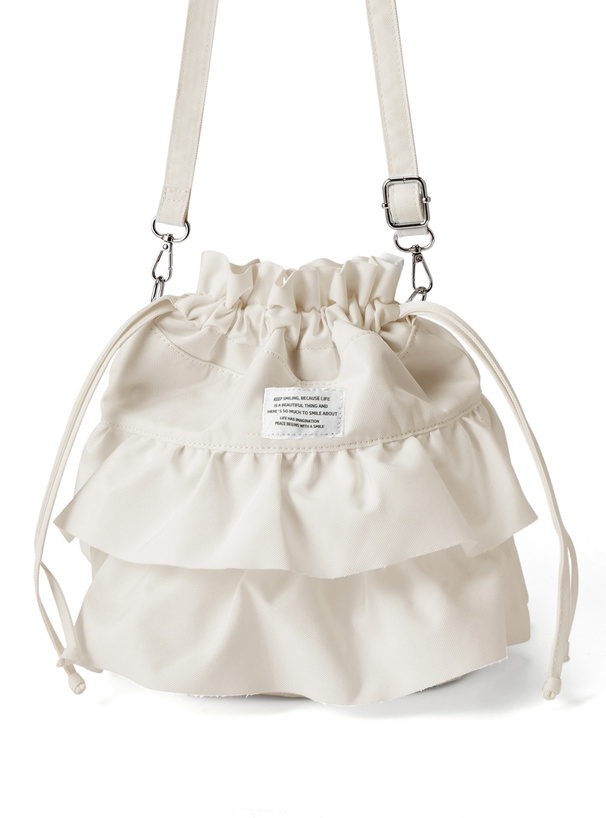 ダブルフリルショルダー巾着バッグ[tr691] | レディースファッション