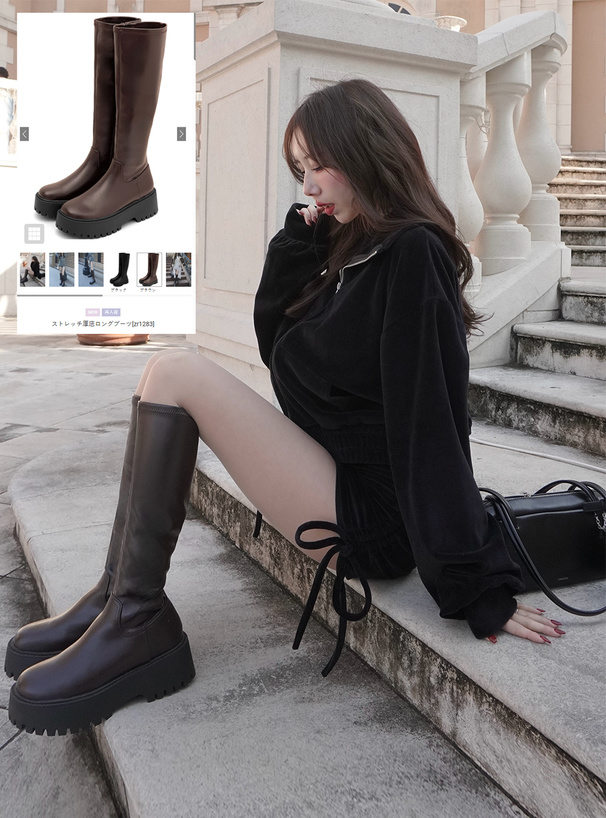 ストレッチ厚底ロングブーツ[zr1283] | レディースファッション通販の