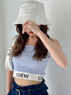 ロゴクロップド丈ニットタンクトップ[an1377] | レディース