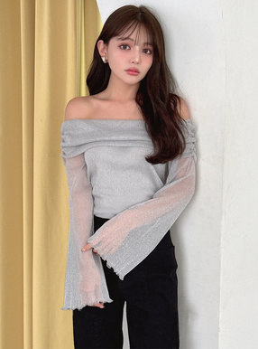 ラメチュールオフショルダーメロウトップス[sd027] | レディース