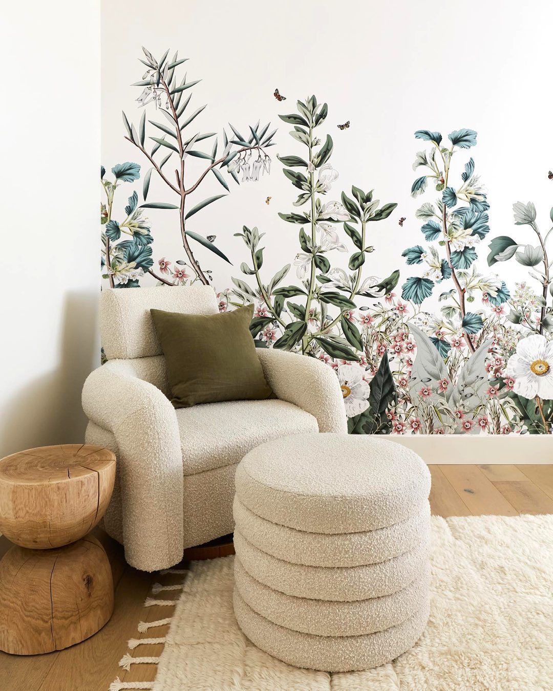 Snoozer Cream Boucle Nursery Swivel Glider and Storage Ottoman by