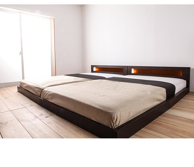 フロアベッド ダブル フレームのみ 連結可能フロアベッド 日本製 棚