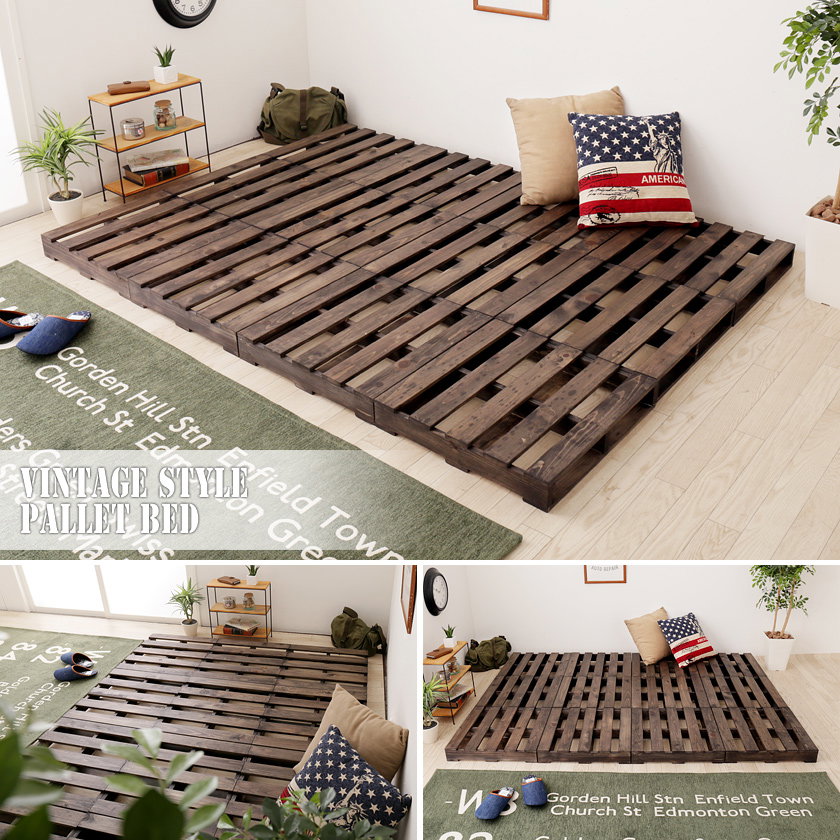 ひのきパレット パレットベッド ベッドフレーム ダブル 木製 国産檜