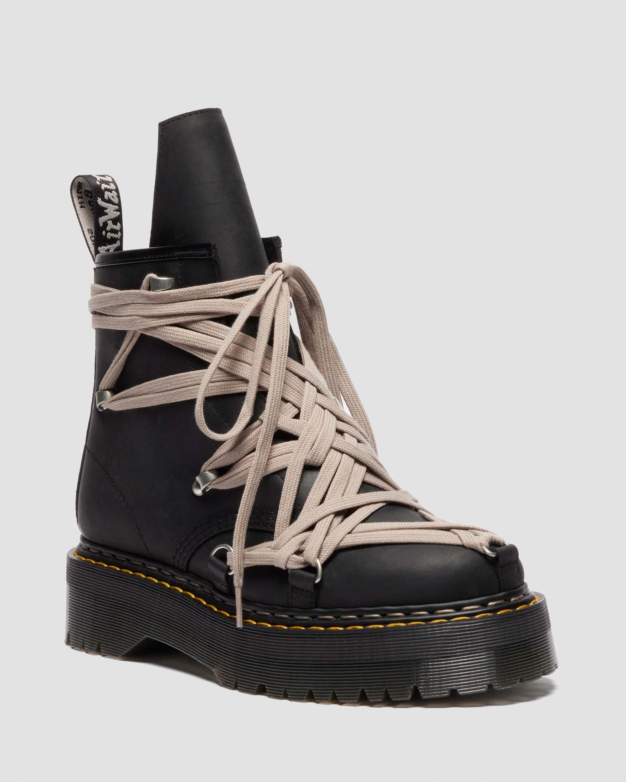 1460 Rick Owens Megalace Leather Platform Boots in Black | Dr. Martens