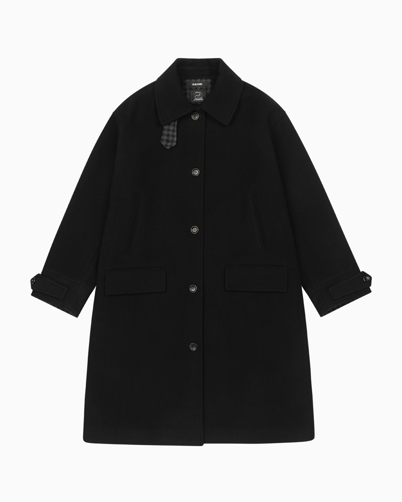 CHECK WOOL LONG COAT, BLACK | ファッション通販サイト NUGU