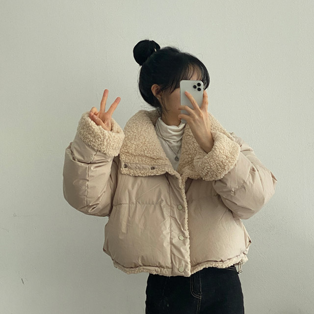 リバーシブル]ボアカラーストリングダウンジャケット(5color