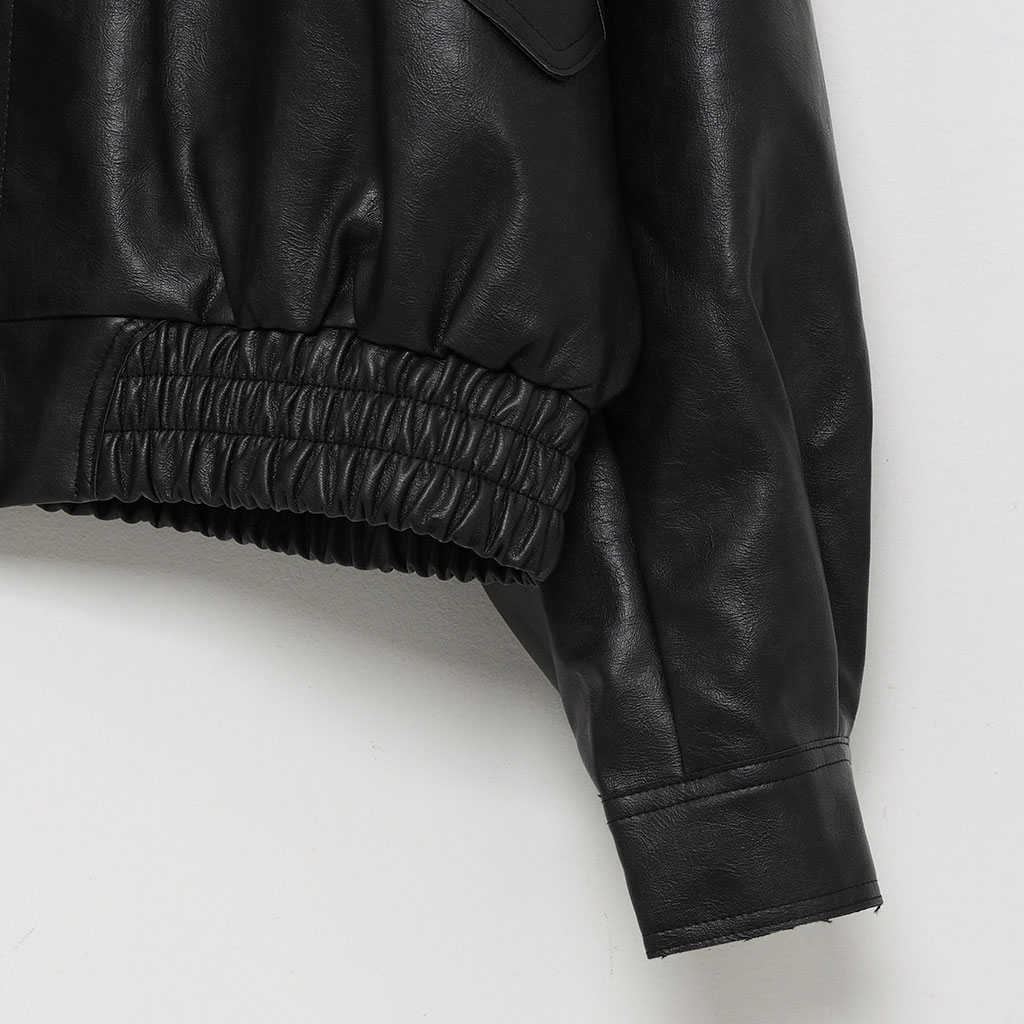 ヴィンテージクラックブルゾンエコレザージャケット | ファッション