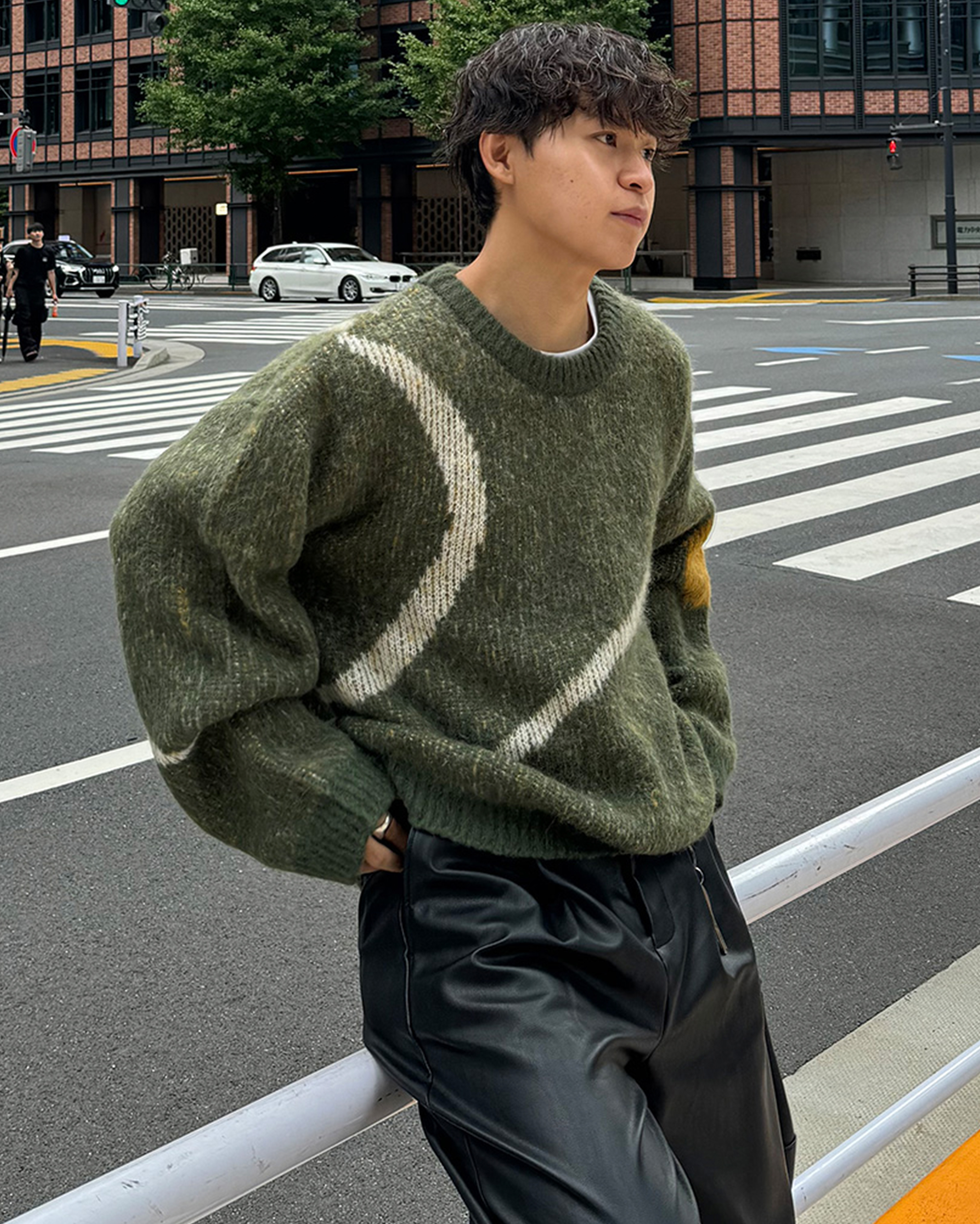 5回再販](ORIGINAL) ラインアートアルパカニット (khaki