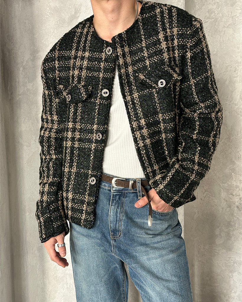 Check two pocket tweed jacket(2color) | ファッション通販サイト NUGU