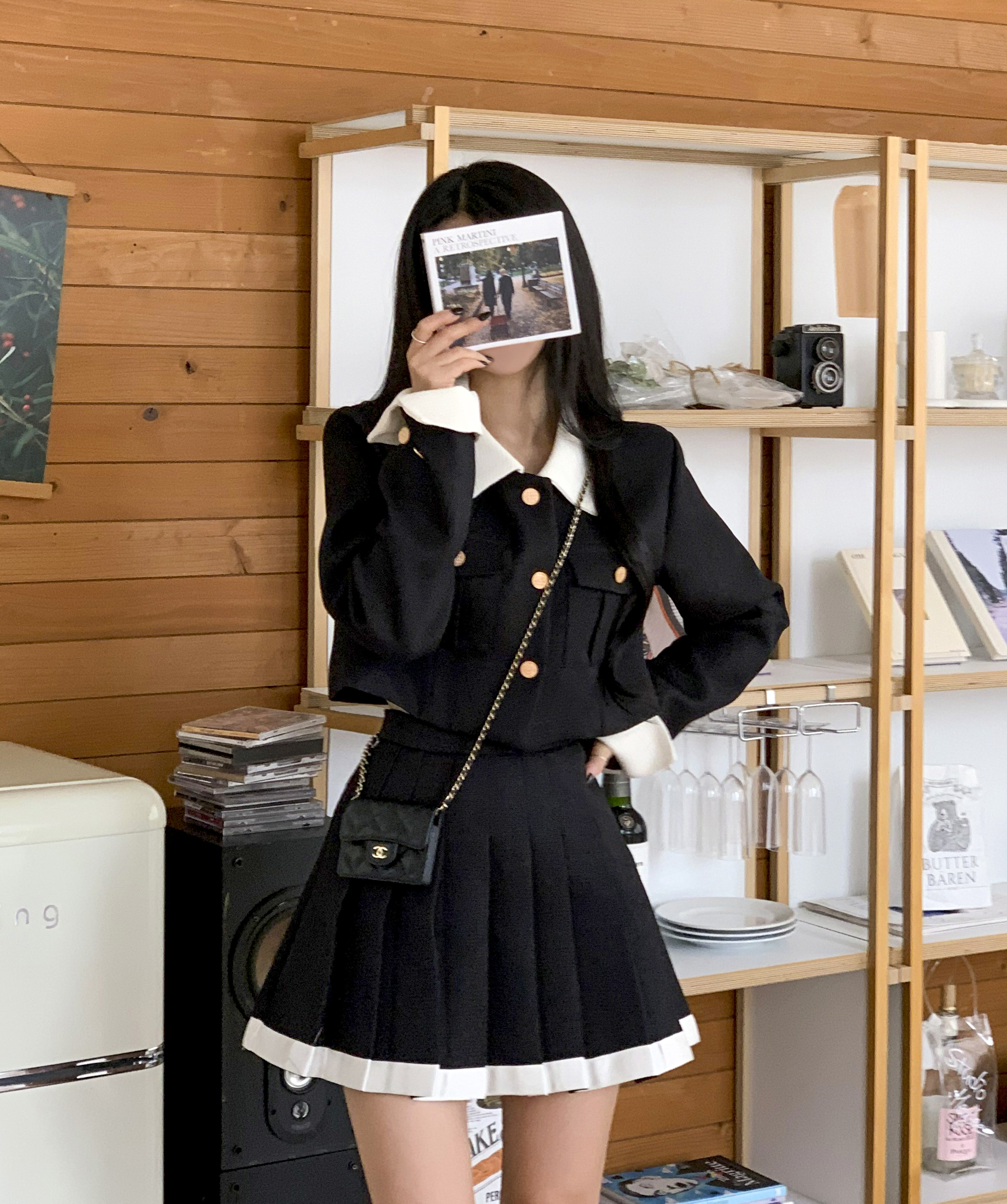 SET] ゴールドボタンジャケット+スカートセット | ファッション通販