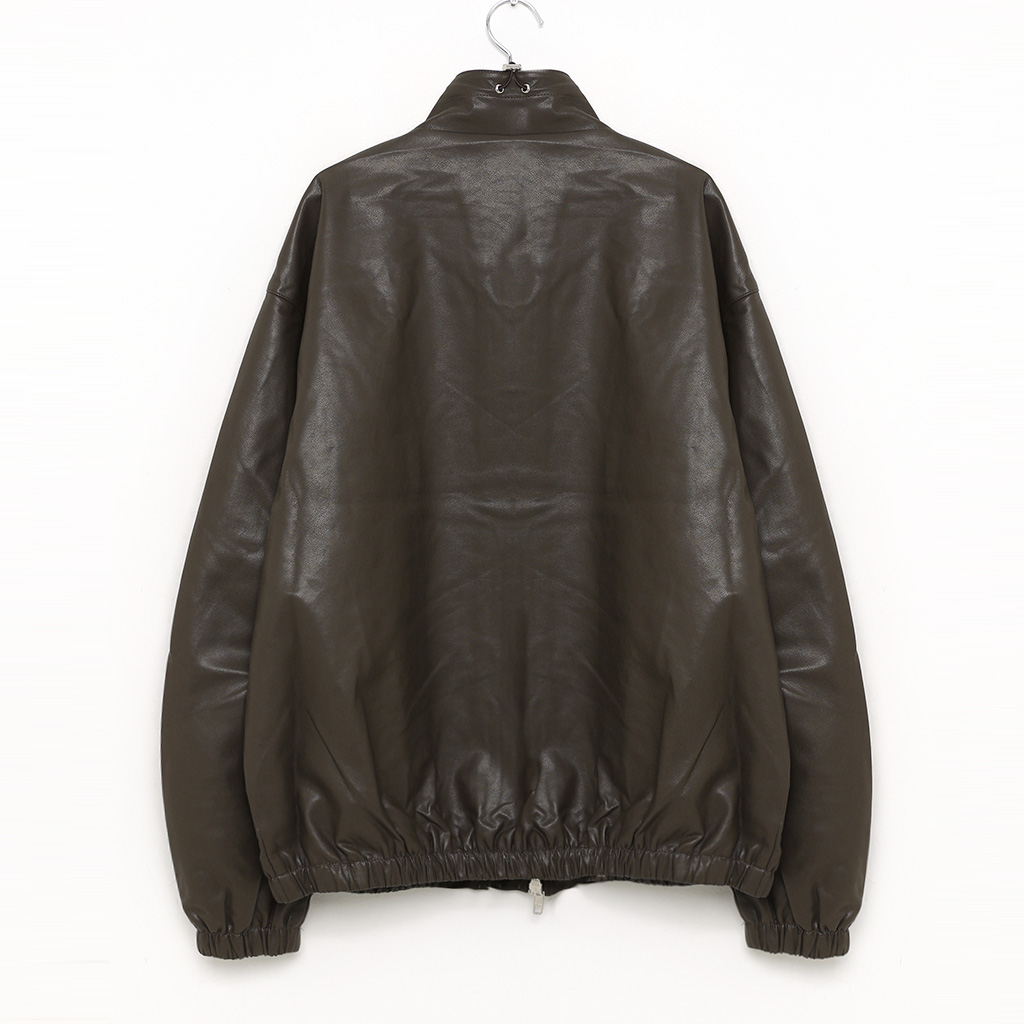 ルネ レザー風ジップアップジャケット ハイネックレザージップアップ