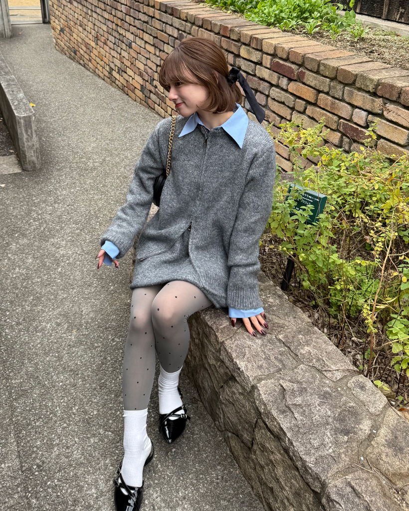 ダブルジップカーディガン＆カットオフミニスカセットアップ