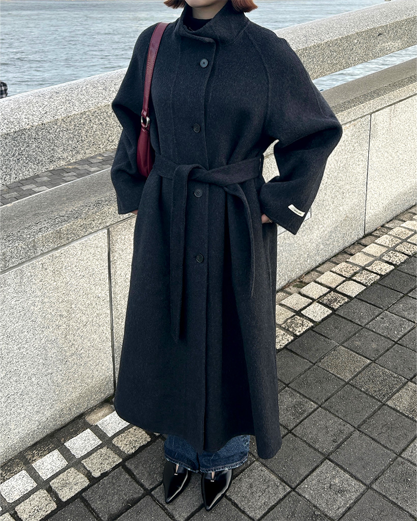 ベルトセットハイネックロングコート | ファッション通販サイト NUGU