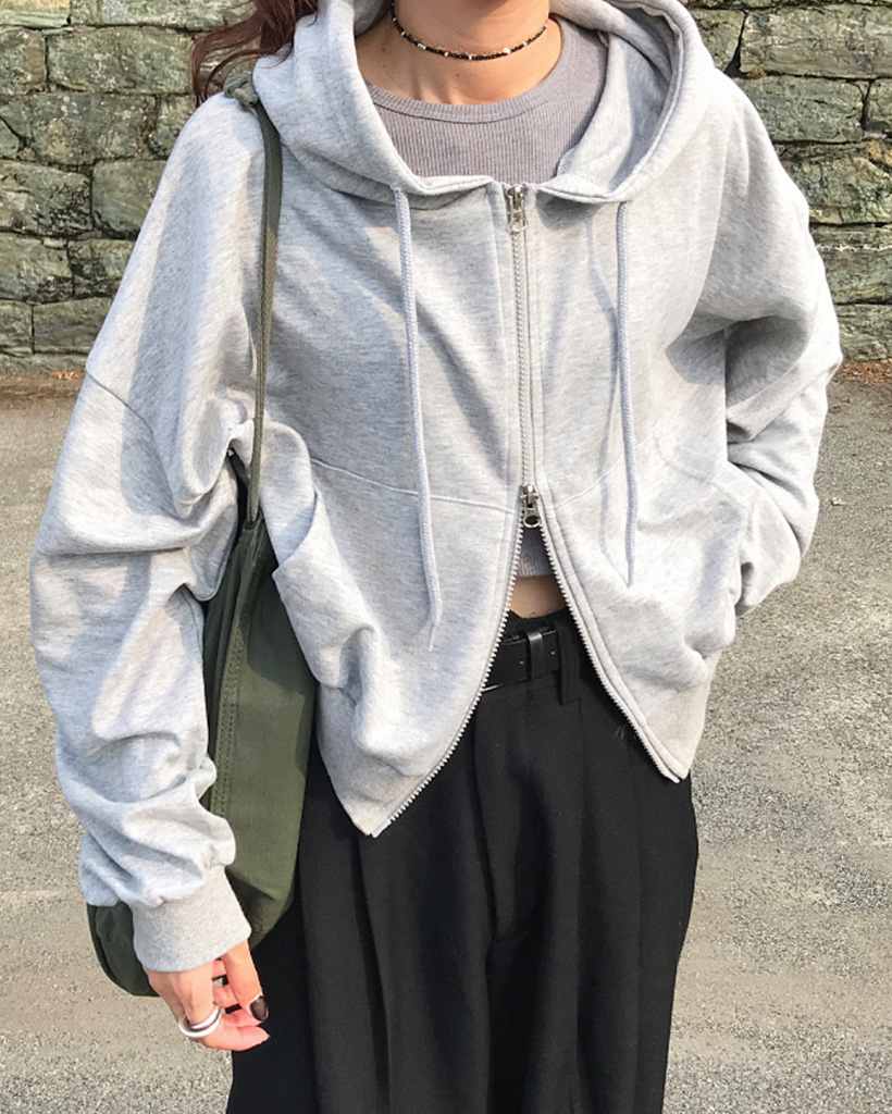 クロップド丈フードジップアップパーカー | ファッション通販サイト NUGU