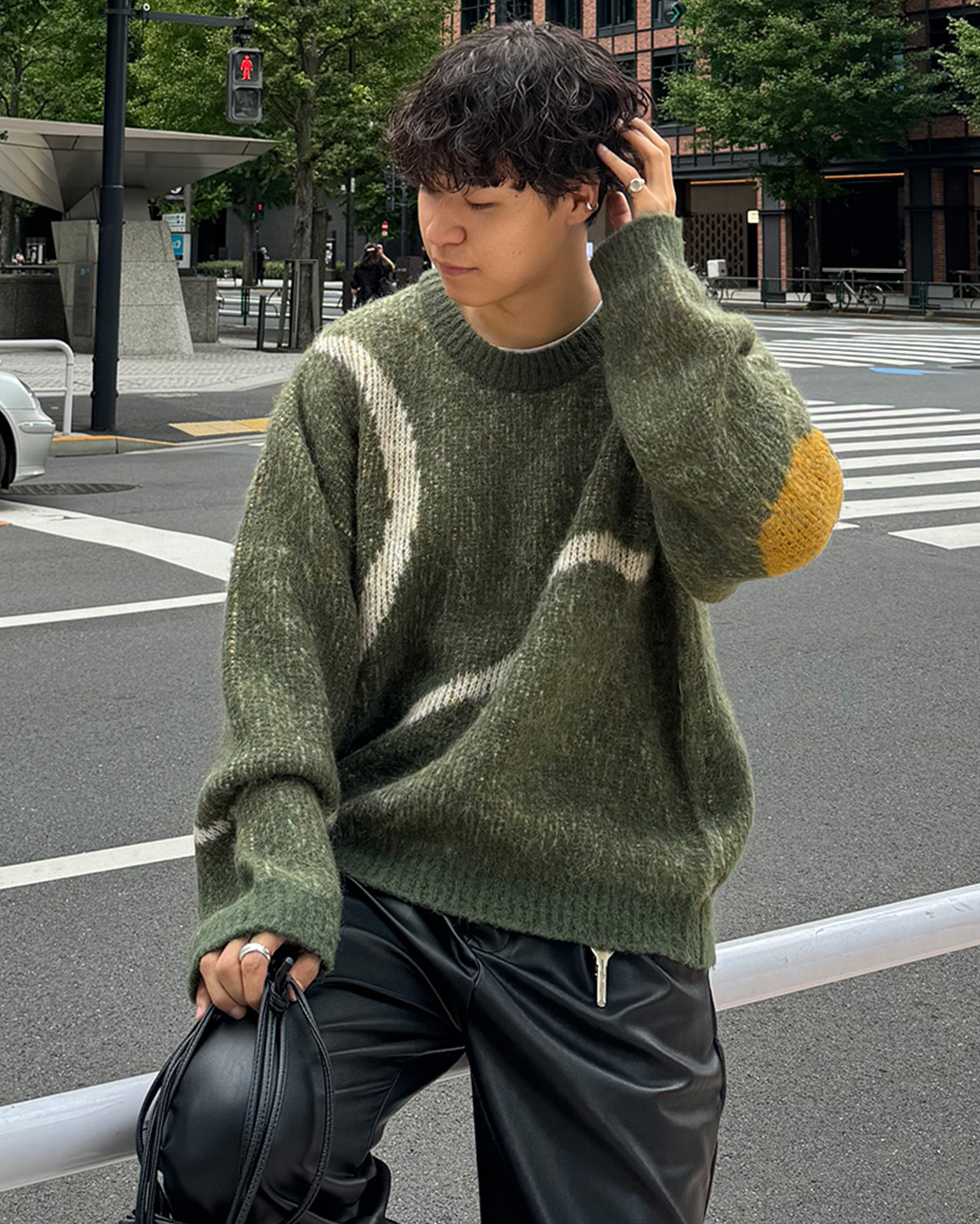 5回再販](ORIGINAL) ラインアートアルパカニット (khaki