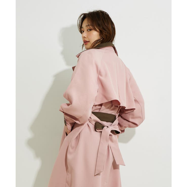 WEB限定】配色カラーで魅せるスタンドカラーオーバーサイズトレンチ