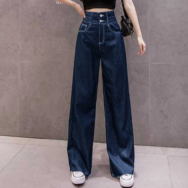 デニム ワイドパンツ ハイウエスト 脚長[品番：AGCW0002967]｜SUNSHINE