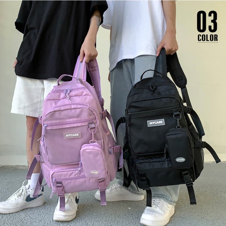 リュックサック 男女兼用 ポーチ付き通学[品番：AGCW0003000