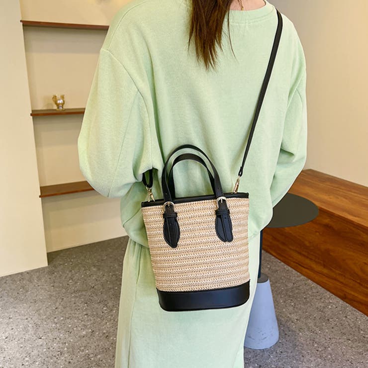 ストローショルダーバッグ かごバッグ 夏[品番：AGCW0004082