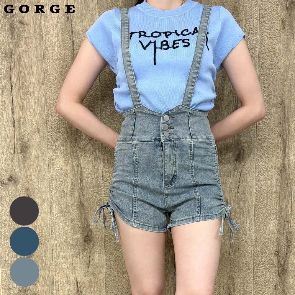 サスペンダー付きデニムショートパンツ[品番：GORW0008960]｜GORGE