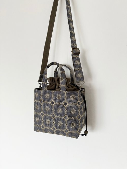 受注製作 2way巾着バッグ ミナペルホネン anemone kanonn | ショルダー