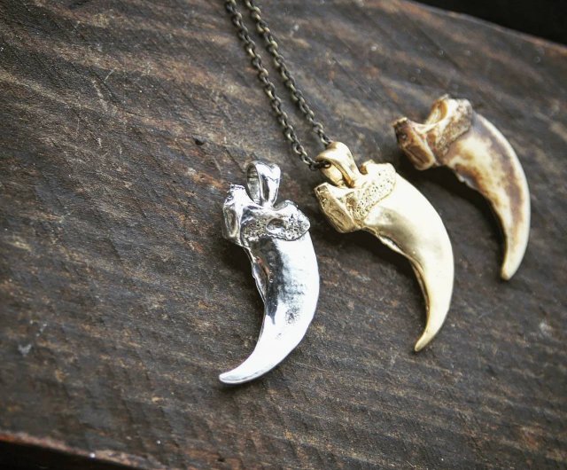 送料無料】台湾 ヒグマの爪 925シルバーペンダントトップ bear claw