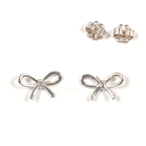 美品 オールドティファニー リボン スイング ピアス キャッチ社外品