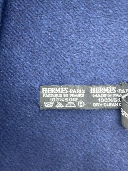 HERMES(エルメス) / マフラー/シルク/ブルー/総柄/レディース/アンゴラ