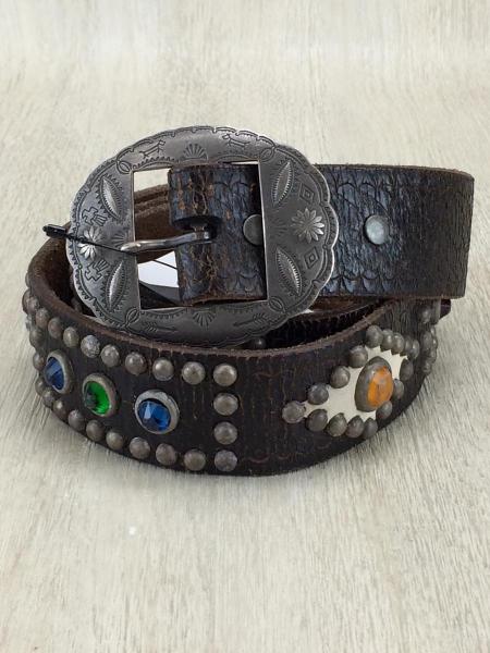 RRL(ダブルアールエル) / スタデッドレザーベルト/レザー/BRW | 中古品