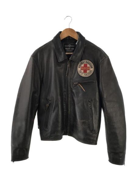 YeLLOW CORN シングルライダース 金刺繍 ロゴ ワッペン ブラウン L