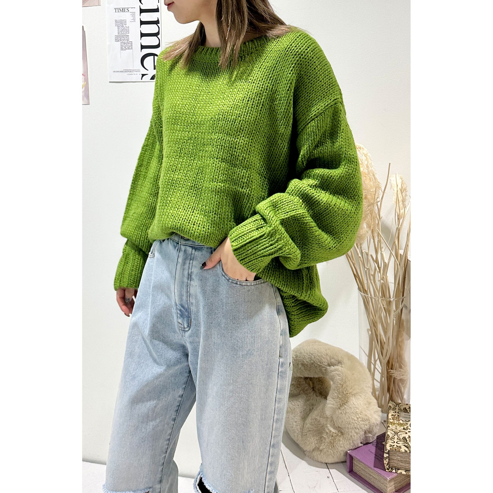 手編み風ドロップショルダーニットチュニック｜ニット｜CECIL McBEE