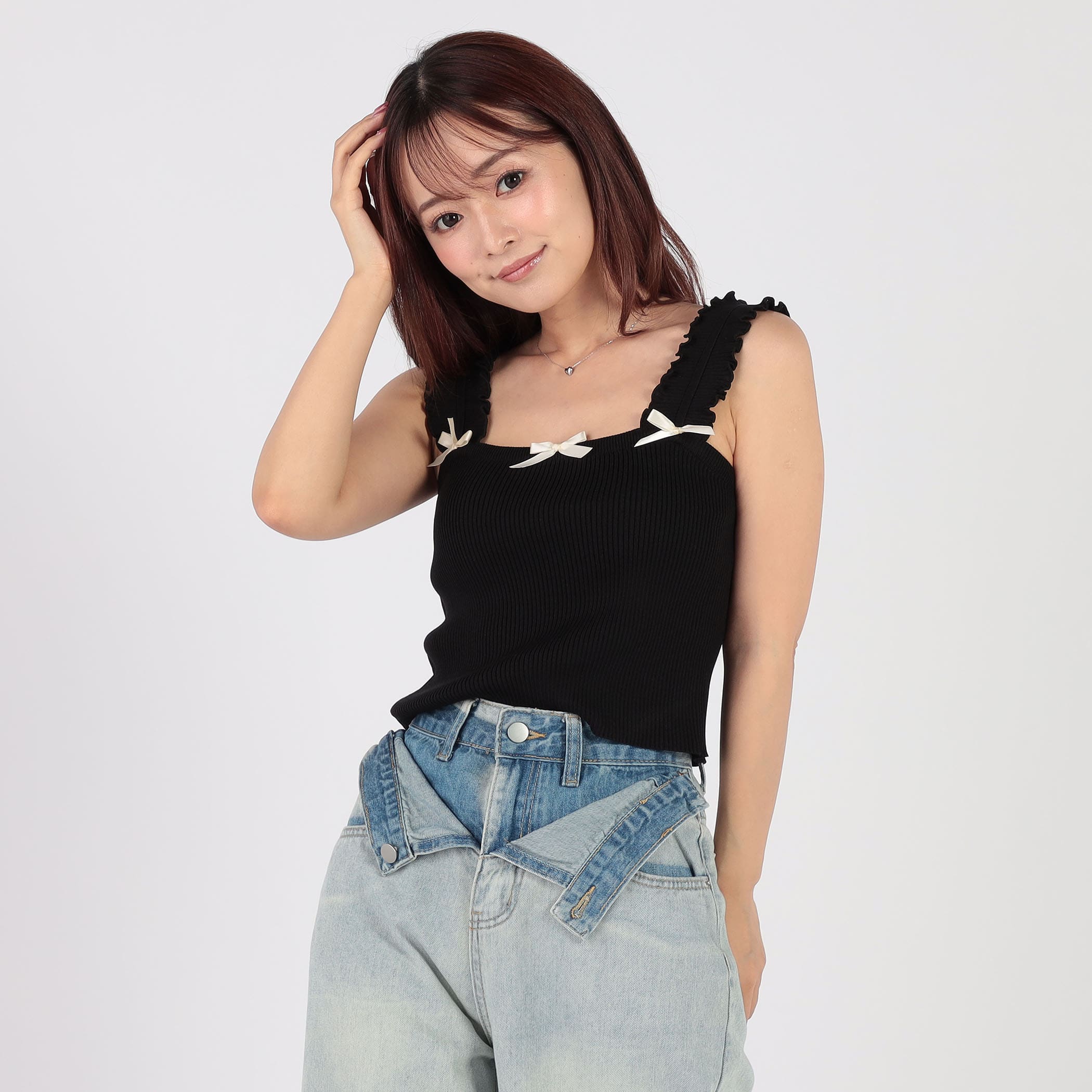 リブニットリボン付きキャミソール｜カットソー｜CECIL McBEE(セシル