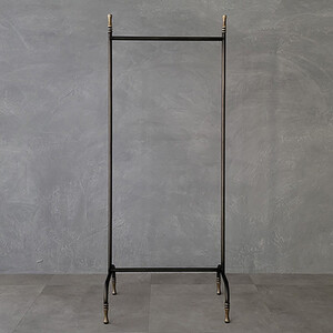 ビンテージ調 アイアンハンガーラック 黒皮風塗装×古美色