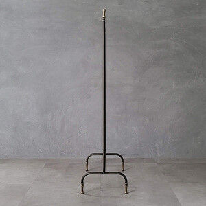 ビンテージ調 アイアンハンガーラック 黒皮風塗装×古美色