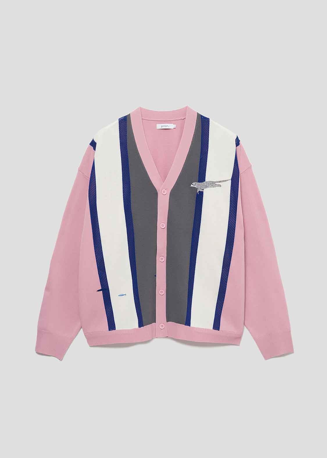 オッターズ｜メッシュストライプニットカーディガン｜ユニセックス