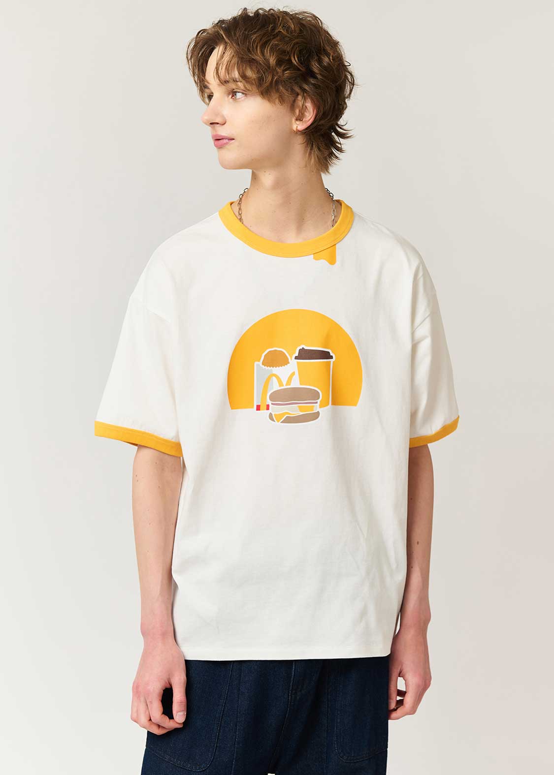 朝マック｜ビッグシルエットトリムTシャツ｜ユニセックス｜グラニフ