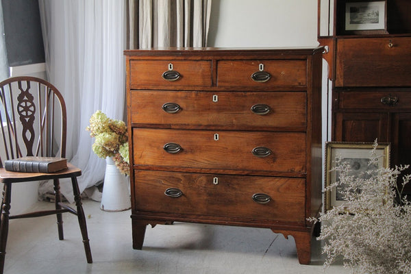 1890年代オーク材4段チェスト（幅95cm） イギリスアンティーク家具